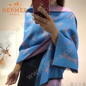 HERMES特價圍巾-01-2 愛馬仕秋冬新款羊絨加銀線混紡雙面用披肩圍巾