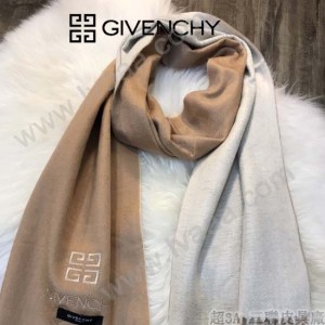 GIVENCHY圍巾-01-2 紀梵希男女款鄂爾多斯羊絨素色雙面刺繡長款圍巾