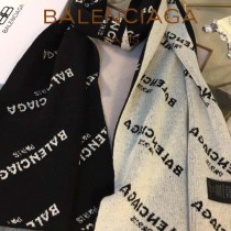 balenciaga圍巾-01 巴黎世家黑白經典雙色雙面提花羊毛長款圍巾