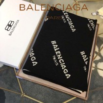 balenciaga圍巾-01 巴黎世家黑白經典雙色雙面提花羊毛長款圍巾