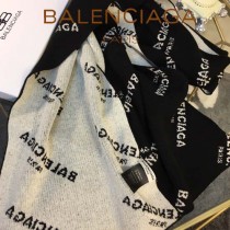 balenciaga圍巾-01 巴黎世家黑白經典雙色雙面提花羊毛長款圍巾