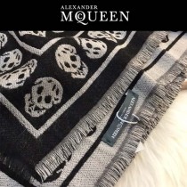 McQueen圍巾-03 麥昆秋冬新款雙面提花真絲加羊絨長款圍巾