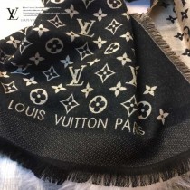 LV圍巾-06 路易威登新款羊絨加真絲Monogram提花長款圍巾