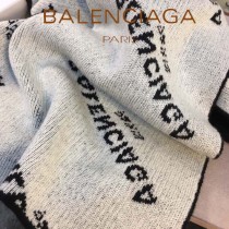 balenciaga圍巾-01 巴黎世家黑白經典雙色雙面提花羊毛長款圍巾
