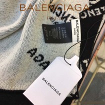 balenciaga圍巾-01 巴黎世家黑白經典雙色雙面提花羊毛長款圍巾