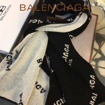 balenciaga圍巾-01 巴黎世家黑白經典雙色雙面提花羊毛長款圍巾
