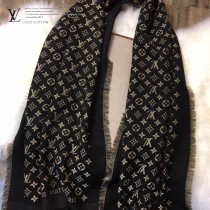 LV圍巾-06 路易威登新款羊絨加真絲Monogram提花長款圍巾
