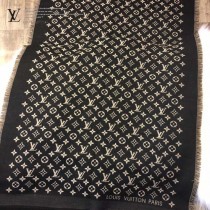 LV圍巾-06 路易威登新款羊絨加真絲Monogram提花長款圍巾