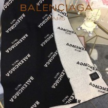 balenciaga圍巾-01 巴黎世家黑白經典雙色雙面提花羊毛長款圍巾