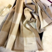 CHLOE圍巾-03-3 克洛伊秋冬專櫃新款原單輕縮絨平紋格紋羊羔絨長款圍巾