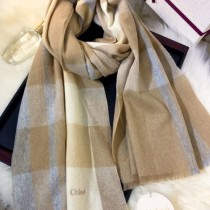 CHLOE圍巾-03-3 克洛伊秋冬專櫃新款原單輕縮絨平紋格紋羊羔絨長款圍巾