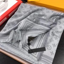 LV圍巾-013-2 路易威登新款幻影系列暗紋提花真絲羊毛方巾圍巾