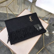 YSL圍巾-01 聖羅蘭經典素色款原單百分百純羊絨長款圍巾