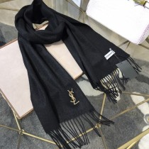 YSL圍巾-01 聖羅蘭經典素色款原單百分百純羊絨長款圍巾