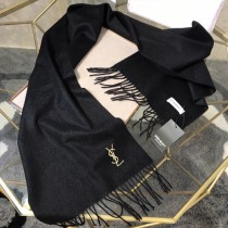 YSL圍巾-01 聖羅蘭經典素色款原單百分百純羊絨長款圍巾