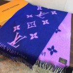 LV圍巾-026-4 路易威登專櫃新色Monogram羊絨加羊毛長款圍巾披肩