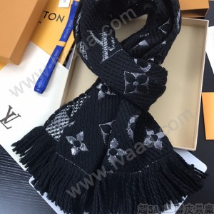 LV圍巾-031-6 唐嫣同款Logomania Shine羊毛加真絲長圍巾