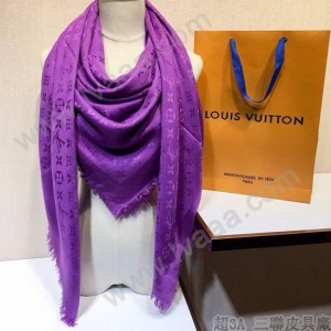 LV圍巾-014-4 路易威登經典暗紋開司米爾羊毛真絲方巾圍巾