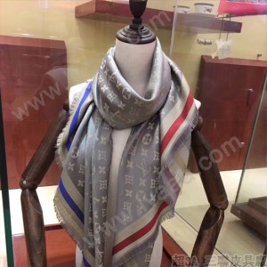 LV圍巾-022-2 專櫃限量新色原單開司米爾羊毛真絲方巾披肩