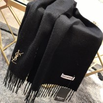 YSL圍巾-01 聖羅蘭經典素色款原單百分百純羊絨長款圍巾