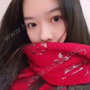 LV圍巾-031-2 唐嫣同款Logomania Shine羊毛加真絲長圍巾
