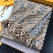 LV圍巾-031-8 唐嫣同款Logomania Shine羊毛加真絲長圍巾