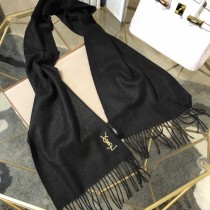 YSL圍巾-01 聖羅蘭經典素色款原單百分百純羊絨長款圍巾