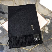 YSL圍巾-01 聖羅蘭經典素色款原單百分百純羊絨長款圍巾