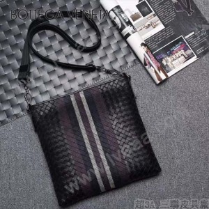 BV-Au0079-3 新款拼色進口胎牛皮郭濤同款刺繡男士斜挎包