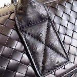 BV-31010 原單胎牛皮拼鴕鳥皮雙拉鏈頭手工編織經典公文包