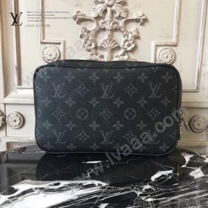 LV-M43383 時尚經典黑花大號雙拉鏈盥洗包