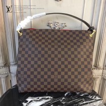 LV N44045 輕便實用原單咖啡色棋盤格大號單肩購物袋