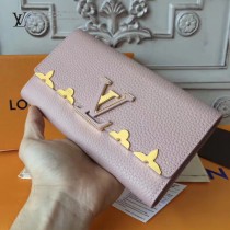 LV M64552 潮流百搭Capucines金屬花卉裝飾原單粉色長款翻蓋錢包
