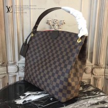 LV N43700 人氣新品女士原單咖啡色棋盤格小號單肩包