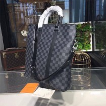 LV N40000 商務男士之選ANTON TOTE原單黑色棋盤格手提單肩包