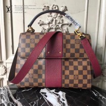 LV N64416-2 時尚新品女士BOND STREET原單咖啡格配棗紅色手提單肩包