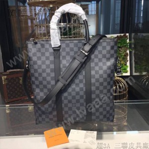 LV N40000 商務男士之選ANTON TOTE原單黑色棋盤格手提單肩包