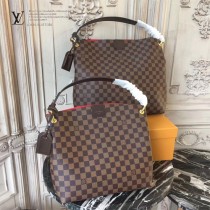 LV N43700 人氣新品女士原單咖啡色棋盤格小號單肩包