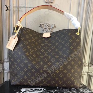LV M43704 輕便實用原單經典老花配卡其內裡大號單肩購物袋