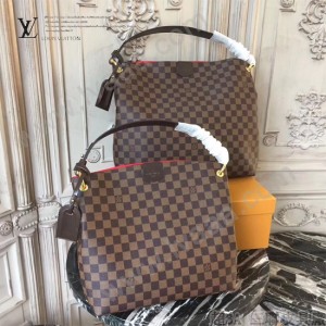 LV N43700 人氣新品女士原單咖啡色棋盤格小號單肩包