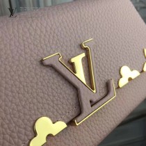 LV M64552 潮流百搭Capucines金屬花卉裝飾原單粉色長款翻蓋錢包