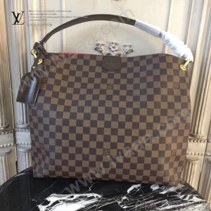LV N44045 輕便實用原單咖啡色棋盤格大號單肩購物袋