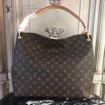 LV M43704 輕便實用原單經典老花配卡其內裡大號單肩購物袋