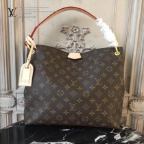 LV M43701 人氣新品女士原單經典老花配玫紅內裡小號單肩包