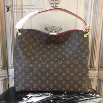 LV M43703 輕便實用原單經典老花配枚紅內裡大號單肩購物袋