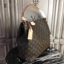 LV M43704 輕便實用原單經典老花配卡其內裡大號單肩購物袋
