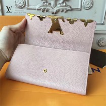 LV M64552 潮流百搭Capucines金屬花卉裝飾原單粉色長款翻蓋錢包