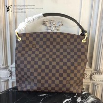 LV N43700 人氣新品女士原單咖啡色棋盤格小號單肩包