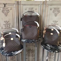 LV M43703 輕便實用原單經典老花配枚紅內裡大號單肩購物袋