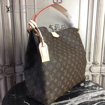 LV M43703 輕便實用原單經典老花配枚紅內裡大號單肩購物袋